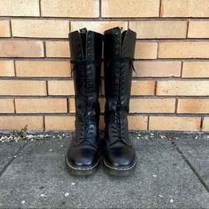 Dr Martens Made in England 20 Eyelet Black Boots